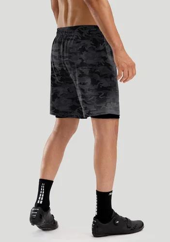 Vista 3 de Bikewa Pantalones cortos de ciclismo de montaña para hombre, con acolchado 3D, ajuste holgado, MTB para montar en bicicleta, ciclismo, ciclismo