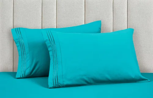 Vista 27 de Mocassi Juego de sábanas de lujo de 4 piezas, calidad prémium de hotel de 1800 hilos, ajuste fácil, sábanas y fundas de almohada resistentes a