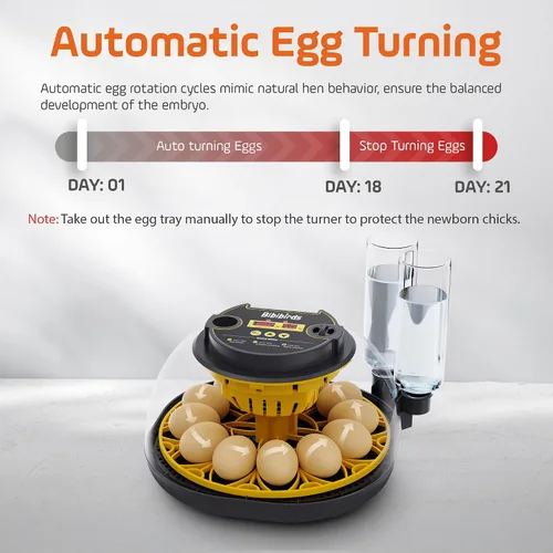 Vista 2 de Incubadoras para incubar huevos con giro automático de huevos y pantalla de humedad, control de temperatura, llenado automático de agua, vela