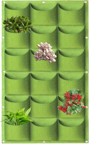 Vista 15 de Bolsas de cultivo colgantes para plantar, 9 bolsillos para colgar en la pared, bolsa de cultivo vertical para jardín interior y exterior, contenedor