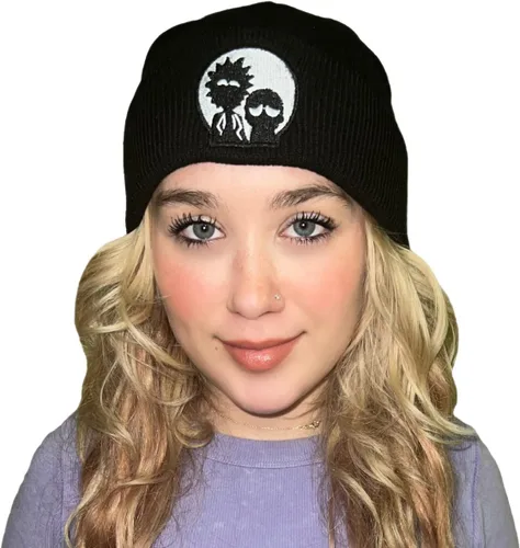 Vista 2 de DonkeyGear Gorro de punto de dibujos animados Rick, gorro suave y cálido para invierno