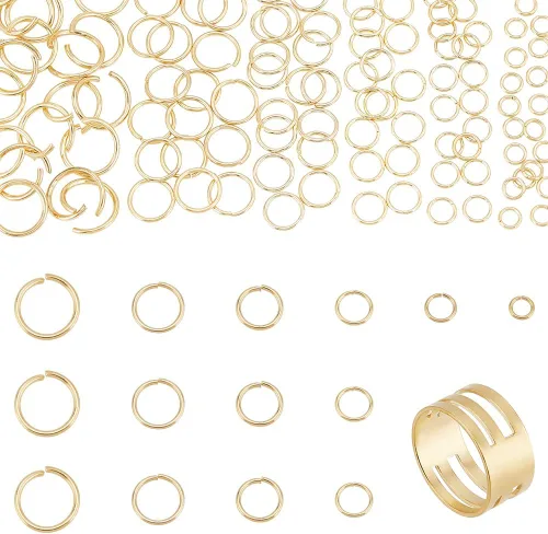 Vista 7 de PandaHall Elite, 1 caja, anillos de acero inoxidable de 4 mm - 10 mm de diámetro, calibre 18