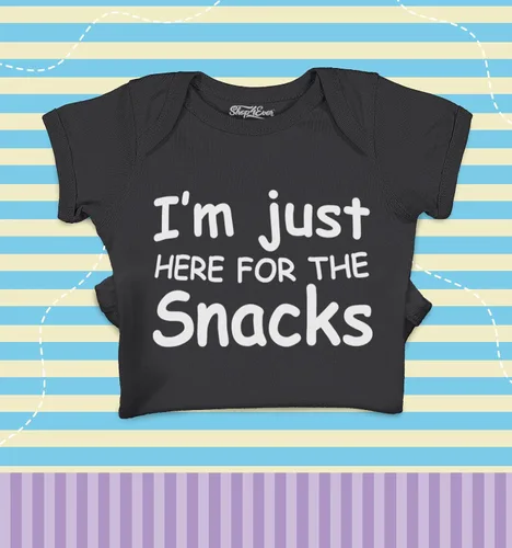 Vista 2 de shop4ever Mameluco de algodón con texto en inglés "I'm Just Here for The Snacks