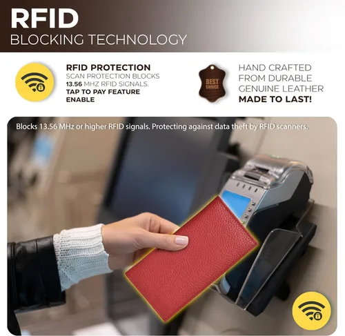 Vista 2 de ESTALON Funda para libro de cheques para hombres y mujeres, funda de cuero estándar para chequera