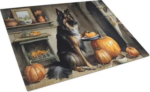 Vista 11 de Caroline's Treasures DAC1720LCB Affenpinscher - Tabla de cortar de vidrio con calabazas para cocina de otoño, grande, decorativa, de vidrio
