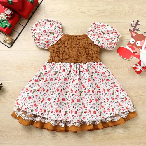 Vista 4 de IMEKIS Vestido de Navidad para niña pequeña, disfraz de Halloween, Papá Noel, muñeco de nieve, fiesta de Navidad, sesión de fotos, traje para niños
