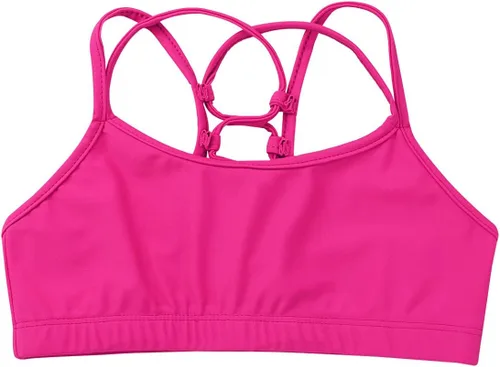 Vista 3 de RUNQHUI Brasier deportivo de entrenamiento sólido para niñas, sin mangas, elástico, para ballet, baile, entrenamiento, gimnasia, ropa deportiva
