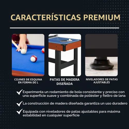 Vista 5 de Hathaway Triad - Mesa de juego múltiple – Mesa de billar de 48 pulgadas que ahorra espacio con tenis de mesa ligero y cubierta de mesa de hockey