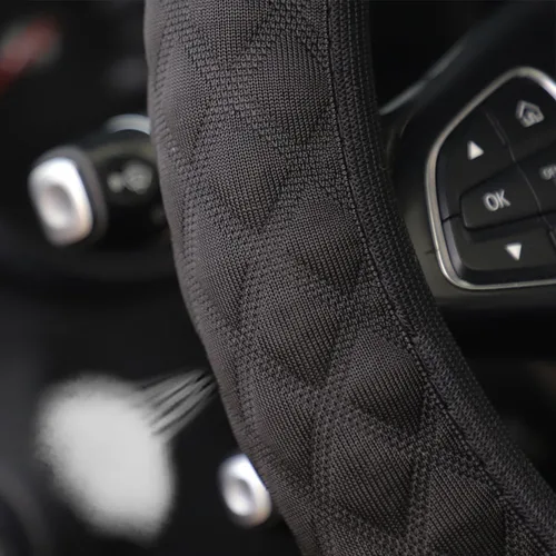 Vista 4 de Funda elástica para volante zipelo de 15 pulgadas, microfibra transpirable de seda de hielo, universal, antideslizante, para automóvil, cálida
