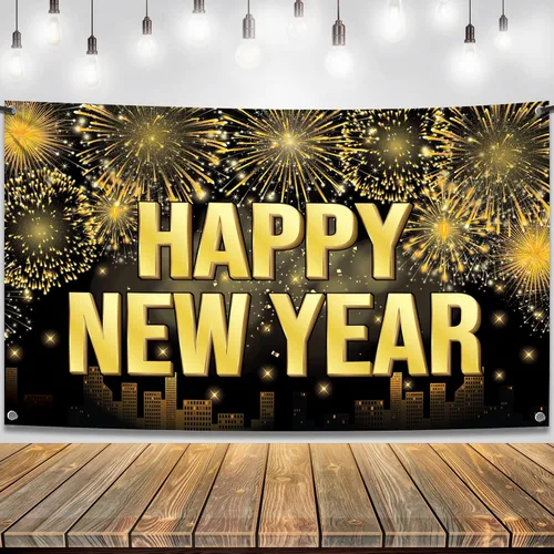 Vista 8 de KatchOn, Cartel extra grande de feliz año nuevo – 72 x 44 pulgadas Cartel para noche de fiesta de Año Nuevo Fondo de Nochevieja
