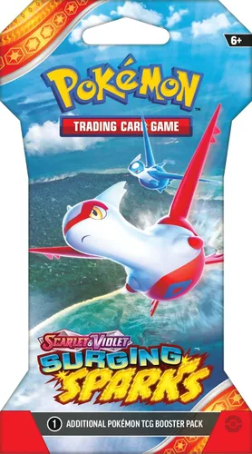 Vista 4 de Pokemon TCG Surging Spark – Paquete de refuerzo individual – El arte del paquete puede variar – 10 cartas