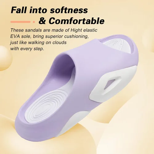 Vista 5 de Besroad Pantuflas de recuperación para hombre y mujer, sandalias de recuperación con soporte de arco, antideslizantes, cojín grueso, reduce