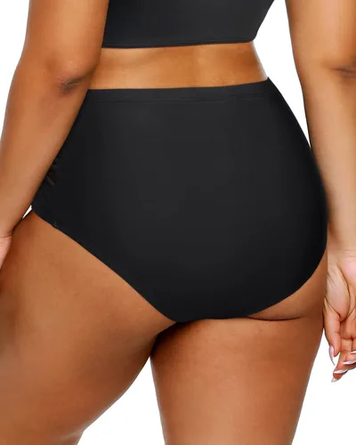 Vista 2 de Daci Pantalones cortos de bikini para mujer, traje de baño de cintura alta, control de barriga, traje de baño retro