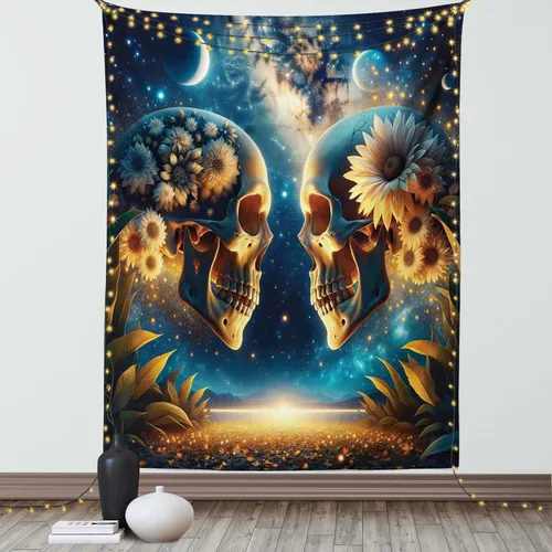 Vista 47 de Ambesonne Tapiz hippie, abrazo de hongos de ensueño y árbol de la vida místico y mandal verde, decoración de tela para colgar en la pared