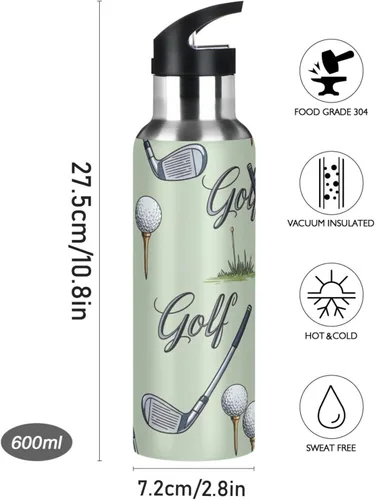 Vista 9 de BPA-Free Sport Water Bottle 32 Oz, Stainless Steel Water Bottle for Gym Outdoor Travel School, Golf Clubs