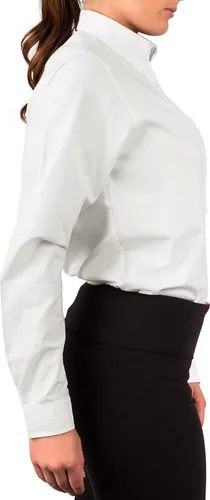 Vista 4 de KNG Camisa Oxford de manga larga con botones blancos para mujer