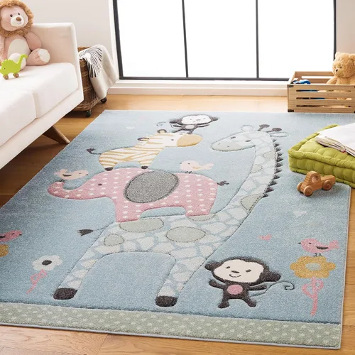 Vista 10 de SAFAVIEH Carousel Kids Collection - Alfombra decorativa de 2 x 3 pies, color marfil, diseño animal, no desprende pelusa y de fácil cuidado, ideal