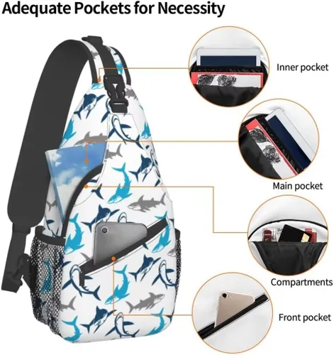 Vista 3 de QISENTIS Bolso bandolera casual para gimnasio, deportes, viajes, senderismo, bolsa de pecho, bolsa de hombro para mujeres y hombres, Siluetas