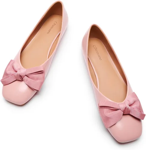 Vista 18 de C.Paravano Zapatos de Ballet para Mujer Zapatos Planos con Punta Cuadrada Zapatos Mary Jane Zapatos de Diseño para Mujer Negro Nueva Patente