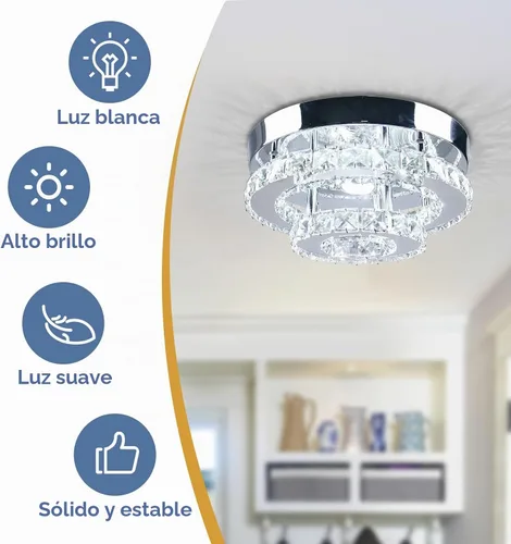 Vista 4 de Candelabro Moderno de Cristal de Montaje Empotrado de Dos Capas Candelabros de Cristal Accesorio de Lámpara de Techo LED Mini Candelabros