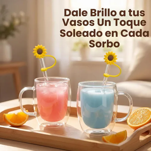 Vista 4 de 4 dispensadores de paja para beber, tapón de paja de girasol, tapones reutilizables a prueba de salpicaduras, herramienta de cocina, puntas