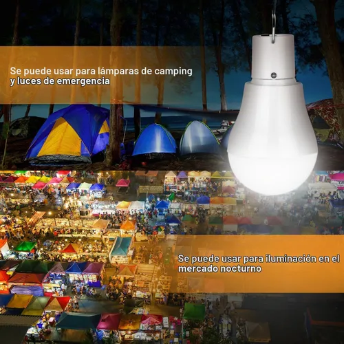 Vista 9 de Paquete de 2 bombillas LED de energía solar, luces solares portátiles de carga USB con panel solar para interiores y exteriores, senderismo