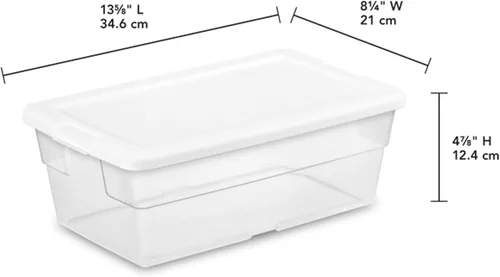 Vista 2 de Sterilite - Paquete de 12 cajas de almacenamiento apilables con tapas a presión; contenedor organizador de plástico resistente para armario, baño