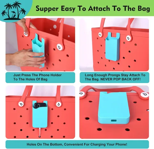 Vista 5 de Soporte para teléfono compatible con Bogg Bag y Simple Modern Beach Tote, funda universal de plástico ABS duro para teléfono celular, accesorios
