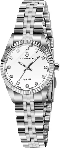 Vista 10 de Juego de reloj de oro para mujer, chapado en oro de 18 quilates, brazalete brazalete anillo para mujer, delicado reloj analógico impermeable