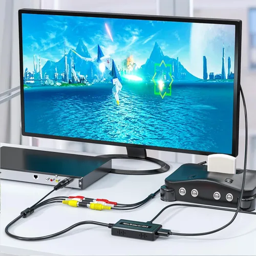 Vista 6 de Convertidor RCA Svideo a HDMI, soporte 4: 3/16: interruptor de relación de aspecto 9, interruptor de salida HDMI 720P/1080P, convertidor S-video AV