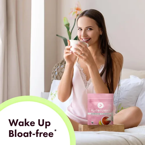 Vista 6 de Flat Tummy Té de limpieza de fin de semana, programa de 30 días, limpieza de colon totalmente natural con raíz de sena y diente de león, proporciona