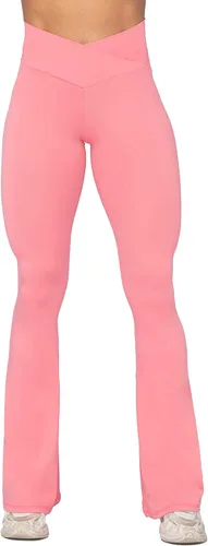 Vista 2 de Sunzel Leggings acampanados, pantalones de yoga cruzados con control de abdomen, cintura alta y pierna ancha