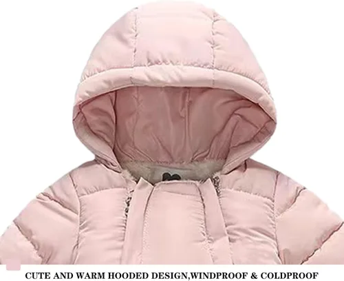 Vista 3 de Traje de nieve de forro polar para bebé, abrigo de invierno con capucha y guantes