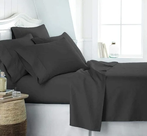 Vista 9 de Sábana egipcia beige maciza Full- 1 sábana bajera ajustable extra profunda para colchón de 16.0 in a 18.0 in