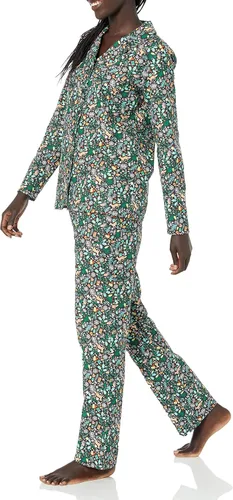 Vista 4 de Tienda Essentials Conjunto de pijama de franela de manga larga con botones frontales para mujer
