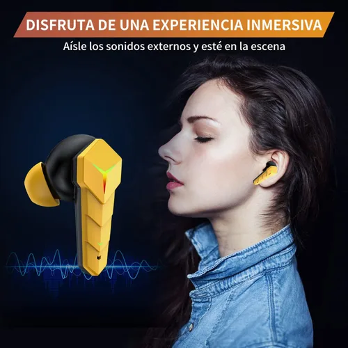 Vista 9 de Kingstar - Auriculares inalámbricos para juegos, Bluetooth 5.0 con micrófono, auriculares para juegos intraurales, 50 ms, emparejamiento automático