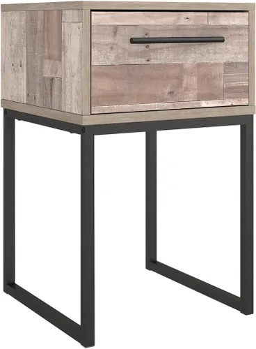 Vista 9 de Signature Design by Ashley Socalle - Mesita de noche moderna con 1 cajón con patas de metal, 26.02 pulgadas de alto, color negro