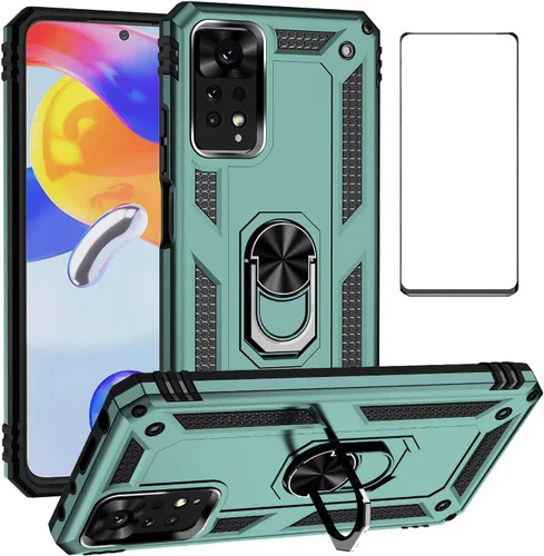 Vista 55 de Funda para Xiaomi POCO X3 NFC /X3 Pro con protector de pantalla, armadura de protección militar híbrida resistente a prueba de golpes, funda Negro