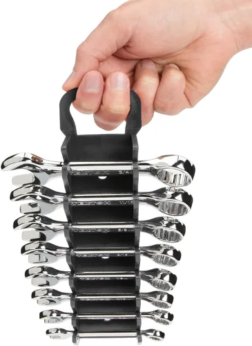 Vista 4 de TEKTON Soporte de llave combinada rechoncha de 8 herramientas (negro) ORG21108 Fabricado en Estados Unidos