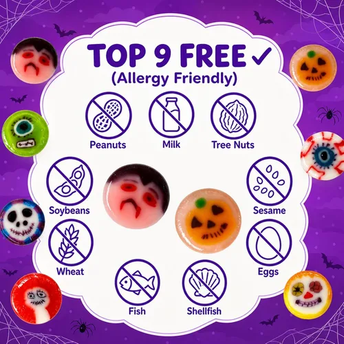 Vista 5 de Paquete de 100 rebanadas de caramelo duro de Halloween, discos de caramelo