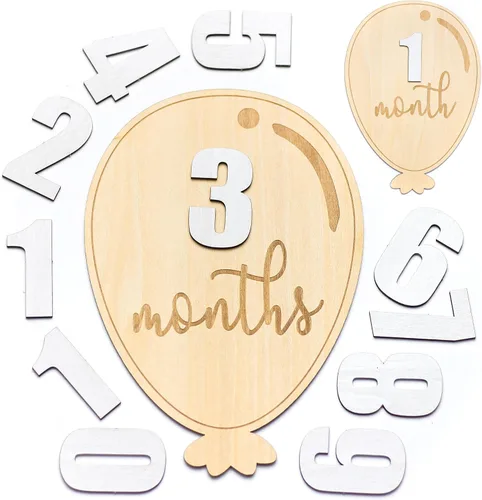 Vista 15 de Tarjetas de hitos mensuales para bebés, discos de hitos mensuales de madera, accesorios de fotografía para recién nacidos para documentar