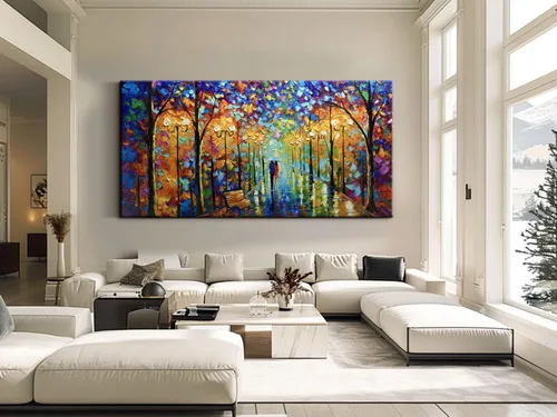 Vista 11 de Tyed Art - Pinturas al óleo de 24 x 48 pulgadas sobre lienzo, arte 100% pintado a mano, obra de arte contemporánea, obra de arte abstracta, arte