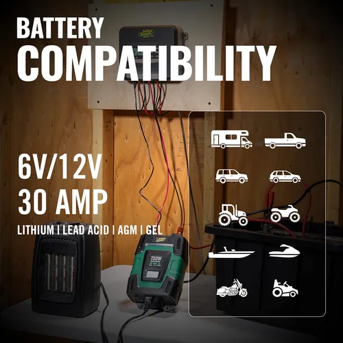 Vista 5 de Battery Tender Controlador de carga solar MPPT de 30 amperios con pantalla LCD para uso con baterías de plomo ácido de 12 voltios/24 voltios, AGM