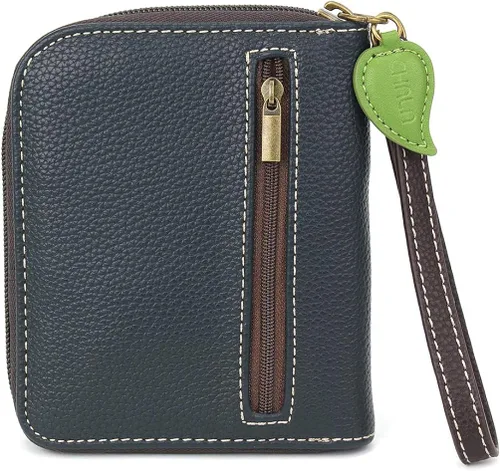 Vista 3 de CHALA Cartera con cremallera pulsera 8 ranuras para tarjetas de crédito piel sintética resistente
