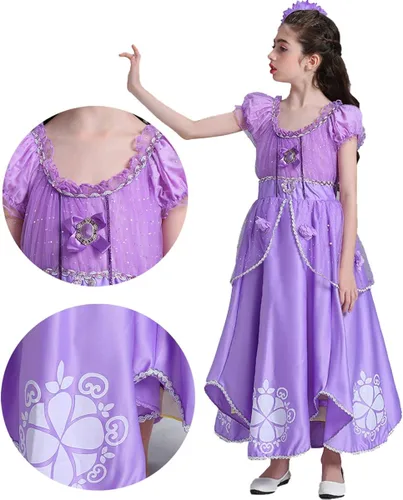 Vista 5 de FMYFWY Sofia The First Girls Rapunzel - Vestido de princesa de carnaval para Halloween Navidad fiesta de cumpleaños accesorios