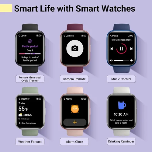 Vista 8 de Quican Potencia tu estilo de vida con Bluetooth Call Fitness Smartwatch para mujeres/hombres, Alexa, reloj inteligente con seguimiento de salud