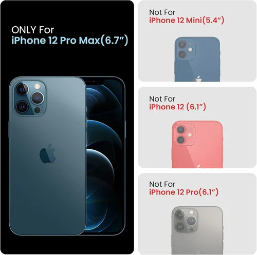 Vista 6 de FireNova Funda diseñada para iPhone 12 Pro Max, funda de silicona mejorada protección de cámara con forro de microfibra suave antiarañazos, 6.7