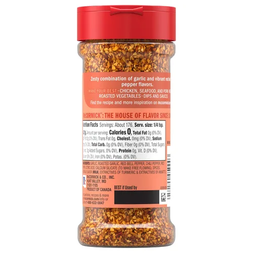 Vista 9 de McCormick Condimento de ajo asado y pimiento morrón sin sal, 4.34 onzas (paquete de 6)