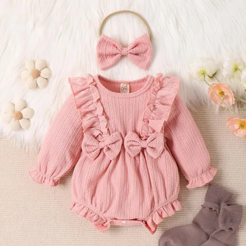Vista 2 de Yccutest Mameluco de manga larga para bebé recién nacido, con volantes, para otoño e invierno