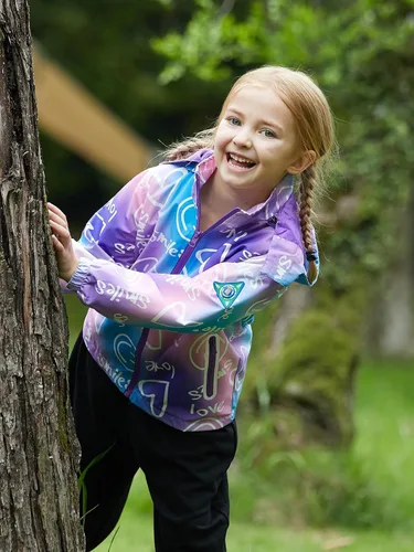 Vista 2 de Chaqueta impermeable para niños, con forro de malla, con capucha extraíble, para niños y niñas